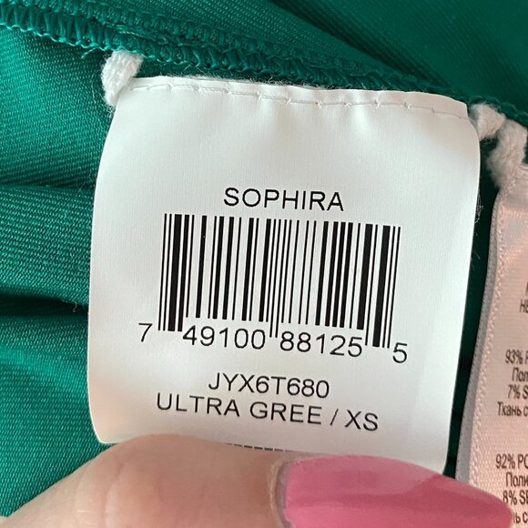 BCBGMAXAZRIA Sophira Green Halter Gown Size XS - Picture 9 of 11